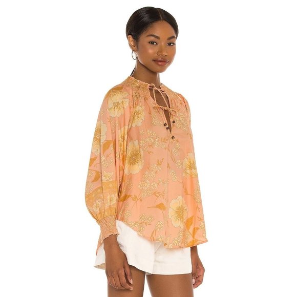 Spell & The Gypsy Collective NWT Sloan Peach Floral Blouse Top Large - Picture 1 of 7